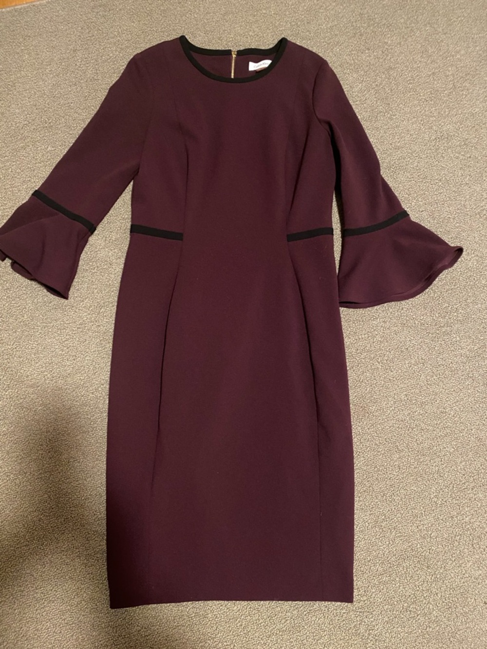 Calvin Klein Elegant Plum Bell-Sleeve Sheath Dress